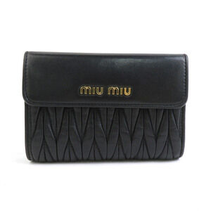 Miu Miu Matelasse Leather Bi fold Wallet Black